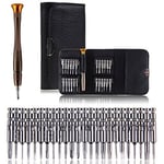 Orret Home 25 Parça Hassas Tornavida Seti, Deri Çantalı, Krom-Vanadyum Çelik, PC/Laptop/Telefon/Gözlük Tamir Seti, Torx/Düz/Yıldız Uçlu