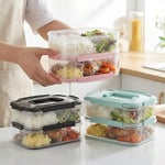 Orret Home 2x1,8 L Çift Katlı Plastik Yemek Taşıma Kutusu 3,6 L Saklama Kabı Sızdırmaz Contalı Şeffaf Kilitli Sefer Tası Beslenme Kabı Lunch Box Erzak Kabı (1 Adet)