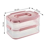 Orret Home 2x1,8 L Çift Katlı Plastik Yemek Taşıma Kutusu 3,6 L Saklama Kabı Sızdırmaz Contalı Şeffaf Kilitli Sefer Tası Beslenme Kabı Lunch Box Erzak Kabı (1 Adet)