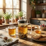 Orret Home 350 ml Borosilikat Cam Termisil French Press – Dayanıklı Cam Çay & Filtre Kahve Demleme, Bitki Çayı, Kahve Presi, Sızdırmaz Kapaklı Espresso & Çay Demleyici