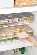 Orret Home 4 Adet Buzdolabı Organizeri, Buzdolabı İçin Çok Amaçlı Saklama Kabı, Fresh Box, Şeffaf ve Ayarlanabilir, Gıdaları Taze Tutma Özelliği, Mutfak - Seçenekler: 600 Ml, 1170 Ml, 1200 Ml, 2400 Ml