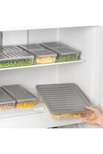 Orret Home 4 Adet Buzdolabı Organizeri, Buzdolabı İçin Çok Amaçlı Saklama Kabı, Fresh Box, Şeffaf ve Ayarlanabilir, Gıdaları Taze Tutma Özelliği, Mutfak - Seçenekler: 600 Ml, 1170 Ml, 1200 Ml, 2400 Ml