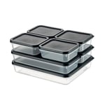 Orret Home 4 Adet Buzdolabı Organizeri – PP Plastik Şeffaf ve Ayarlanabilir Saklama Kabı, Gıdaları Taze Tutan Fresh Box, Çok Amaçlı,Mikrodalga ve Bulaşık Makinesi Uyumlu (Gri, 500 Ml)