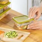 Orret Home 4 Adet Buzdolabı Organizeri – PP Plastik Şeffaf ve Ayarlanabilir Saklama Kabı, Gıdaları Taze Tutan Fresh Box, Çok Amaçlı,Mikrodalga ve Bulaşık Makinesi Uyumlu (Gri, 500 Ml)
