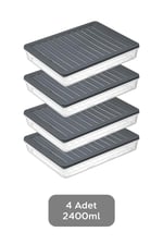 Orret Home 4 Adet Buzdolabı Organizeri, Buzdolabı İçin Çok Amaçlı Saklama Kabı, Fresh Box, Şeffaf ve Ayarlanabilir, Gıdaları Taze Tutma Özelliği, Mutfak - Seçenekler: 600 Ml, 1170 Ml, 1200 Ml, 2400 Ml
