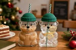 Orret Home 580 ML Ayıcık Desenli Cam Bardak Pipetli Silikon Kapaklı Soğuk Kahve Bardağı Şeffaf Cam Kupa Sevimli Ayıcık Bardak Bubble Tea Smoothie Milkshake Meyve Suyu İçecek Bardağı Çocuk ve Yetişkin
