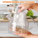 Orret Home Bambu Kapaklı Kendinden Süzgeçli Borosilikat Cam Demlik – 1000 ml Isıya Dayanıklı Termisil Cam Çay, Kahve ve Bitki Çayı Demliği, Cam Çaydanlık