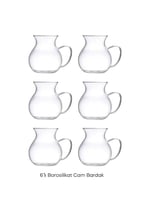 Orret Home Keyfi Ala 6'lı Borosilikat Cam Çay Bardağı Seti, 200ml Termisil Kupa, Şık ve Dayanıklı, Çay Vakti için İdeal (6 Adet)