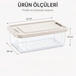 Orret Home Kilitli Saklama Kabı Şeffaf Organizer PP Plastik Gıda Saklama Kabı Kapaklı Buzdolabı Düzenleyici İstiflenebilir Çok Amaçlı Saklama Kutusu (12 Litre)