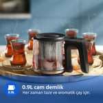 Otomatik Sıcak Tutma, 0.9L Cam Demlik, 1900W Güç, Paslanmaz Çelik Demlik, 1.8L Geniş Kapasiteli Dayanıklı Inox Taban (HD7350/00)