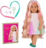 Our Generation - Tessie - from Hair to There - 46 cm Hair Grow Doll - Gerçekçi fındık gözleri ve ultra uzun gökkuşağı saçı - Uzatılabilir örgü ve şekillendirme aksesuarı - 3 yaşından büyük çocuklar