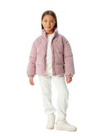 Oversize Bomber Ceket Kadife Dokulu Cep Detaylı Dik Yaka - Seçenekler: 7-8 Yıl, 9-10 Yıl, 11-12 Yıl, 14 Yıl
