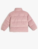 Oversize Bomber Ceket Kadife Dokulu Cep Detaylı Dik Yaka - Seçenekler: 7-8 Yıl, 9-10 Yıl, 11-12 Yıl, 14 Yıl