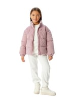 Oversize Bomber Ceket Kadife Dokulu Cep Detaylı Dik Yaka - Seçenekler: 7-8 Yıl, 9-10 Yıl, 11-12 Yıl, 14 Yıl