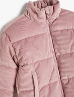 Oversize Bomber Ceket Kadife Dokulu Cep Detaylı Dik Yaka - Seçenekler: 7-8 Yıl, 9-10 Yıl, 11-12 Yıl, 14 Yıl