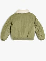 Oversize Bomber Ceket Peluş Yakalı Cep Detaylı
