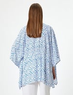 Oversize Kimono Kısa Geniş Kollu Viskoz Kumaş Etnik Desenli