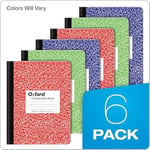 Oxford Kompozisyon not defteri, 6'lı paket, geniş çizgili kağıt, 24,9 x 18,8 cm, 100 yaprak, çeşitli mermer cilt, her biri 2 adet: mavi, yeşil, kırmızı (63762)