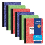 Oxford Kompozisyon not defteri, 6'lı paket, geniş çizgili kağıt, 24,9 x 18,8 cm, 100 yaprak, çeşitli mermer cilt, her biri 2 adet: mavi, yeşil, kırmızı (63762)