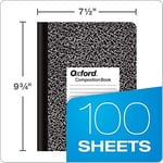 Oxford Kompozisyon not defteri, kolej çizgili kağıt, 24 x 19 cm, siyah mermer kapak, 100 yaprak, paket başına 12 adet (63796)