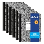 Oxford Kompozisyon not defterleri, okul malzemeleri, okul için not defterleri, okul ve ofis için Compbook defteri, dergi, kolej kağıdı, 24,5 x 19,8 cm, 100 yaprak, siyah, 6 adet (63767)