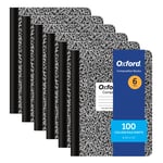 Oxford Kompozisyon not defterleri, okul malzemeleri, okul için not defterleri, okul ve ofis için Compbook defteri, dergi, kolej kağıdı, 24,5 x 19,8 cm, 100 yaprak, siyah, 6 adet (63767)