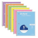 Oxford Spiral not defteri, 6'lı paket, 1 tema, geniş çizgili kağıt, 20,3 x 26,8 cm, pastel pembe, turuncu, sarı, yeşil, mavi ve mor, 70 yaprak (63757)