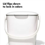 OXO Good Grips kompost kovası, beyaz, koku geçirmez çöp kutusu, mutfak için, 2,8 l