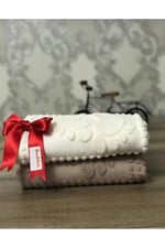 Özdilek 8 Parça Aile Bornoz Seti Krem Bej%100 Pamuklu Bornoz Seti M