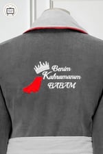 Özdilek Benim Kahramanım Babam Nakışlı Kadife Erkek Bornoz Seti