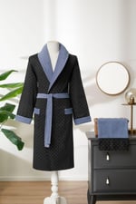 Özdilek Özdilek Masculine Ethnic Indigo Bornoz Seti