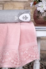 Özdilek Wedding Gri Pudra Aile Bornoz Seti Terlikli Bornoz Takımı