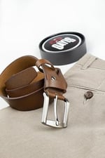 Özel Kutulu | Premium%1oo Hakiki Deri Tek Parça | 3.5cm Erkek Kumaş Pantolon - Takım Elbise Kemeri