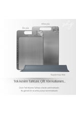 Özel Tasarımlı 304 Paslanmaz Çelik Kesme Tahtası 3lü set (Saklama Kılıfı, Kesme Tahtası ve Silikon Kaydırmaz Mat)1,5 mm Kalınlık, 23 X 34 cm Yıkanabilir, Gıda Temasına Uygun, Hijyenik