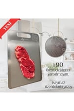 Özel Tasarımlı 304 Paslanmaz Çelik Kesme Tahtası1,5 mm Kalınlık, 23 X 34 cm Yıkanabilir, Gıda Temasına Uygun, Hijyenik
