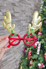 P.E.K.Shop Yılbaşı Parti Gözlüğü Gold Geyik Boynuzlu Lüks Yılbaşı Gözlüğü Parti Gözlük