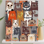 Palmiye Hobi Sanat Sayılarla Boyama Tuval Seti Fırça Boya Dahil (Çıtalı) 40x50 CM - Köpekler - Seçenekler: Köpekler, Mektup, Paris, Tropikal, klasik, Deniz Evler...