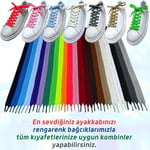 Palspor 120 cm Yassı Sneaker Ayakkabı Bağcığı, Çift Katmanlı Örgülü Günlük, Spor, Nike Converse Adidas Vans Marka Ayakkabılara Uygun Bağcık