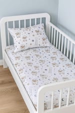 Pamuklu Bebek Çocuk Lastikli Çarşaf Ve Yastık Kılıfı 50x90 Kuzular