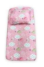 Pamuklu Bebek ve Çocuk Lastikli Çarşaf ve Yastık Kılıfı, 60x120 cm, Pembe Bulutlu Desenli