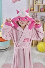 Pamuklu Çocuk Bornozu Erkek Kız Bebek Kapüşonlu