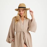 Pamuklu Dokuma Beli Kuşaklı Maxi Kadın Kimono Kaftan | Plaj Kimono | Müslin Kimono Uzun Plaj Bol Uzun Boho Bikini Cover Up Büyük Beden Hafif Kadın Plaj Kıyafeti Plaj Elbisesi Pareo