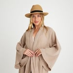 Pamuklu Dokuma Beli Kuşaklı Maxi Kadın Kimono Kaftan | Plaj Kimono | Müslin Kimono Uzun Plaj Bol Uzun Boho Bikini Cover Up Büyük Beden Hafif Kadın Plaj Kıyafeti Plaj Elbisesi Pareo