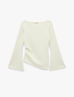 Pamuklu Drapeli Asimetrik Kesim Uzun İspanyol Kol Tişört - Bedenler: S, X Small, M, L, X Large, XXL