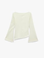 Pamuklu Drapeli Asimetrik Kesim Uzun İspanyol Kol Tişört - Bedenler: S, X Small, M, L, X Large, XXL