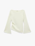 Pamuklu Drapeli Asimetrik Kesim Uzun İspanyol Kol Tişört - Bedenler: S, X Small, M, L, X Large, XXL