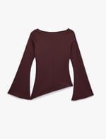 Pamuklu Drapeli Asimetrik Kesim Uzun İspanyol Kol Tişört - Bedenler: S, X Small, M, L, X Large, XXL