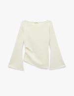 Pamuklu Drapeli Asimetrik Kesim Uzun İspanyol Kol Tişört - Bedenler: S, X Small, M, L, X Large, XXL