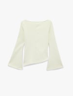 Pamuklu Drapeli Asimetrik Kesim Uzun İspanyol Kol Tişört - Bedenler: S, X Small, M, L, X Large, XXL
