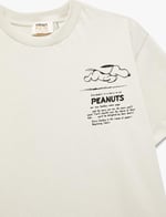 Pamuklu Lisanslı Snoopy Baskılı Kısa Kollu Bisiklet Yaka Tişört